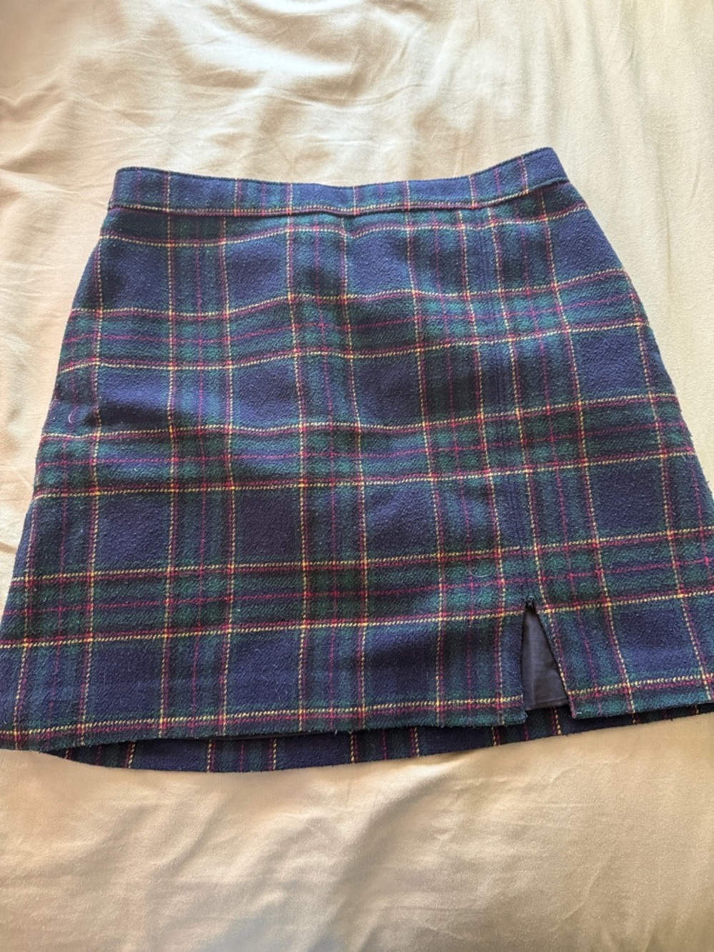Plaid Mini Skirt in Navy with Green and Red Accent